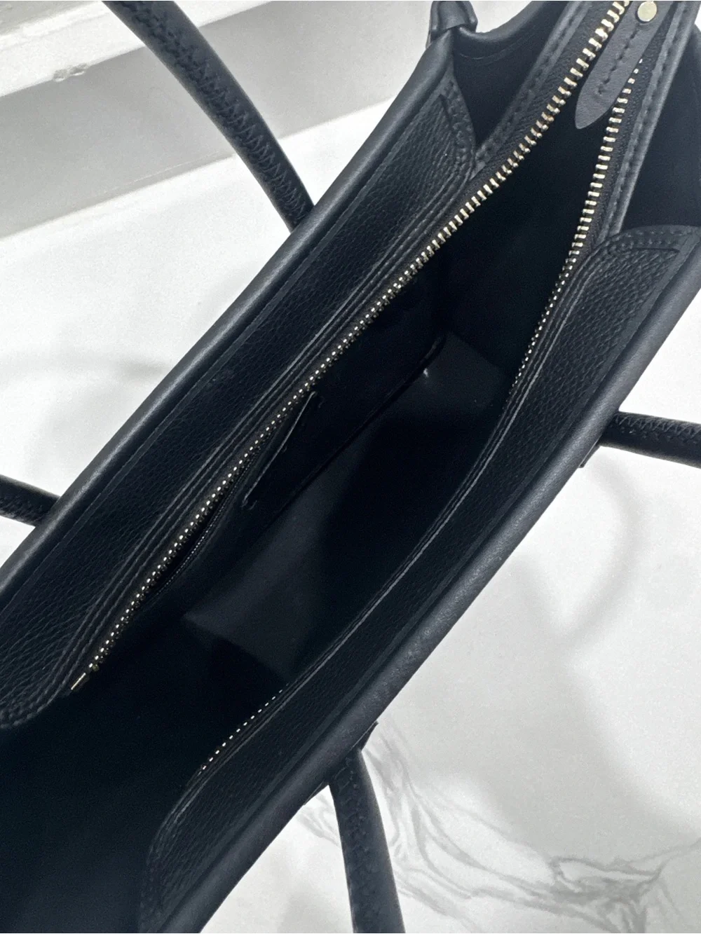 kate spade Black Leather Logo Satchel with Cream Accents